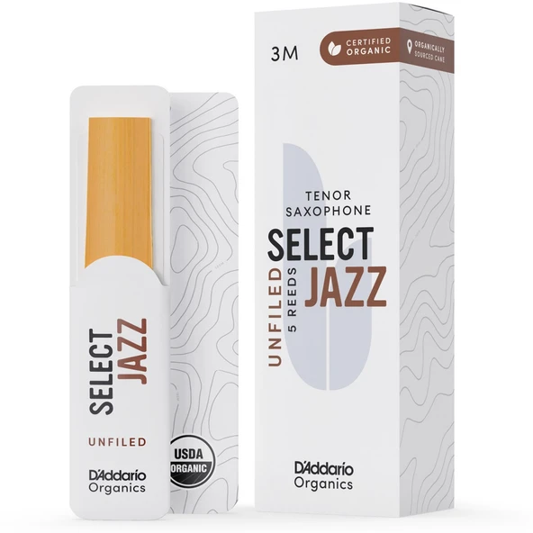 D'Addario ORRS05TSX3M Organic Select Jazz Unfiled Tenor Saksafon Kamışı No: 3 Medium (Profesyonel/Caz) - 5'li Paket | Kimyasalsız Organik Tarım Sertifikalı ve Dengeli Caz Tonu ürün görseli 1