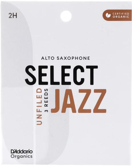 D'Addario ORRS03ASX2H Organic Select Jazz Unfiled Alto Saksafon Kamışı No: 2 Hard (Profesyonel/Caz) - 3'lü Paket | Kimyasalsız Organik Tarım Sertifikalı ve Üstün Projeksiyon ürün görseli 1