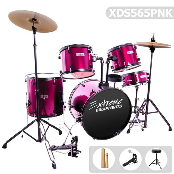 Extreme XDS565PNK Pembe Bateri Seti | Özel Renk Çocuklar ve Gençler İçin ürün görseli 1