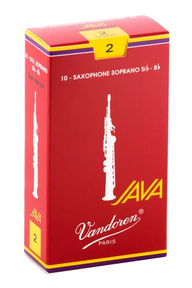 Vandoren SR302R Java Red Cut Soprano Saksafon Kamışı No: 2.0 (Profesyonel/Caz) - 10'lu Kutu | Kolay Kontrol Edilebilir Esnek Caz Kamışı ürün görseli 1