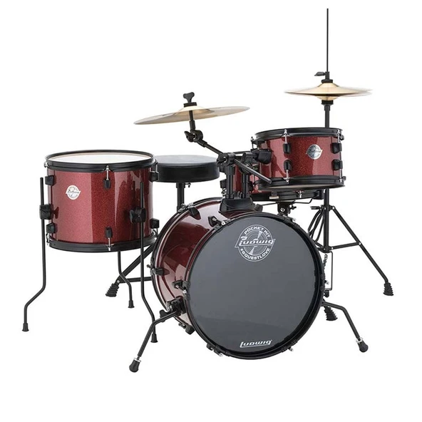 Ludwig LC178X025 The Pocket Kit (Wine Red Sparkle) | 4-10 Yaş Arası İdeal Başlangıç Seti ürün görseli 1