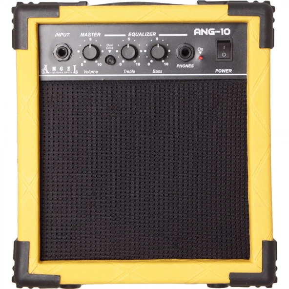 Angel ANG-10-YLW 10 Watt Elektro Gitar Amfisi - Sarı (Başlangıç - Çalışma Amfisi) | Modern Renk Tasarımı, Aux Girişi ile Müzik Üzerine Çalma İmkanı | Ölçüler: 235 x 155 x 235 mm ürün görseli 1
