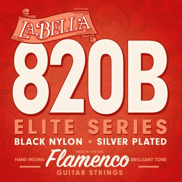 La Bella 820B Elite Flamenko Gitar Teli Seti (Profesyonel - Siyah Naylon) | Elite Flamenco Series, Siyah Naylon Tizler, Geleneksel İspanyol Tonu, Güçlü Projeksiyon | Ölçüler: 4/4 Standart Flamenko Git ürün görseli 1