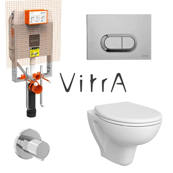Vitra Arkitekt Open Rim Beyaz Asma Klozet 5959L003-0850, Vitra Gömme Rezervuar Set 768-1851 ürün görseli 1