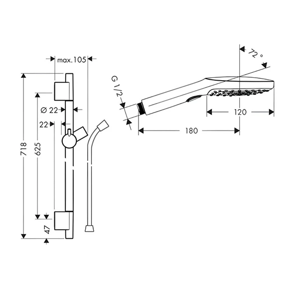 Hansgrohe Raindance Select E Siyah Duş Seti 28632670 - Resim 2