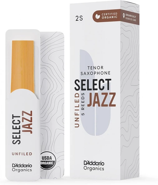 D'Addario ORRS05TSX2S Organic Select Jazz Unfiled Tenor Saksafon Kamışı No: 2 Soft (Profesyonel/Caz) - 5'li Paket | Kimyasalsız Organik Tarım Sertifikalı ve Esnek Çalım ürün görseli 1
