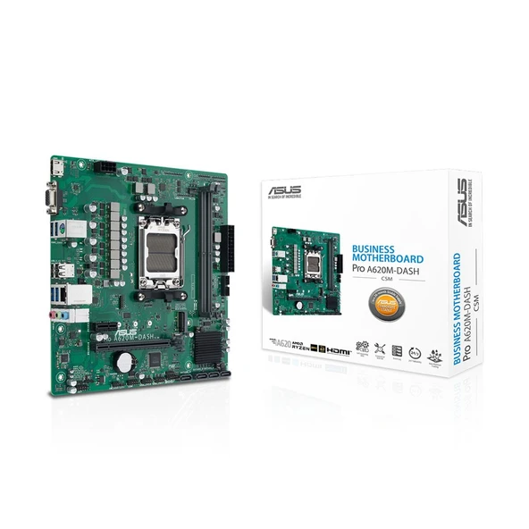 ASUS PRO A620M-DASH-CSM AMD A620 Soket AM5 DDR5 7200Mhz PCIe 4.0 mATX Anakart ürün görseli 1