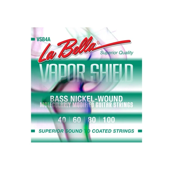 La Bella LB-VSB4A Vapor Shield Bas Gitar Teli - 4 Telli (Üst Segment - Plazma İşlem) | Plazma Yüzey İşlemi, Korozyona Karşı Üstün Direnç, Parlak Ton ve Kaygan Çalım Hissi | Ölçüler: .040 - .100 (4 Tel ürün görseli 1