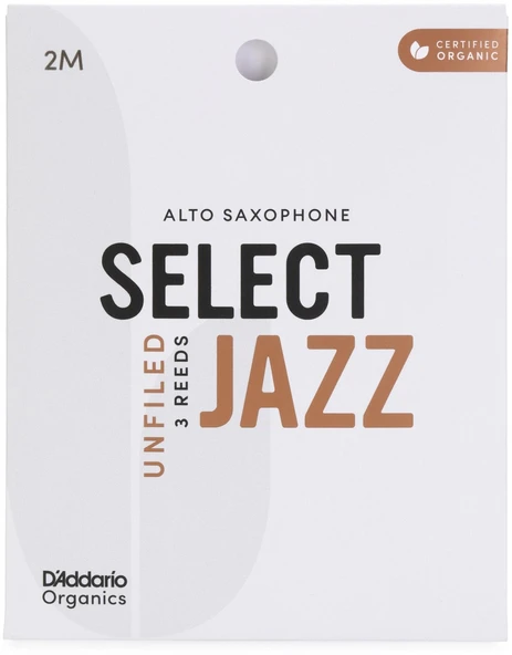 D'Addario ORRS03ASX2M Organic Select Jazz Unfiled Alto Saksafon Kamışı No: 2 Medium (Profesyonel/Caz) - 3'lü Paket | Kimyasalsız Organik Tarım Sertifikalı ve Deneme Paketi ürün görseli 1