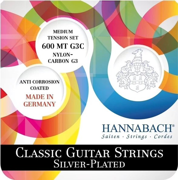 Hannabach 600MTG3C Klasik Gitar Teli Seti (Profesyonel - Karbon G3 Serisi) | G3 Karbon Sol Teli, Medium Tension (Orta Sertlik), Parlak ve Net Projeksiyon | Ölçüler: 4/4 Standart Klasik Gitar Uyumlu ürün görseli 1