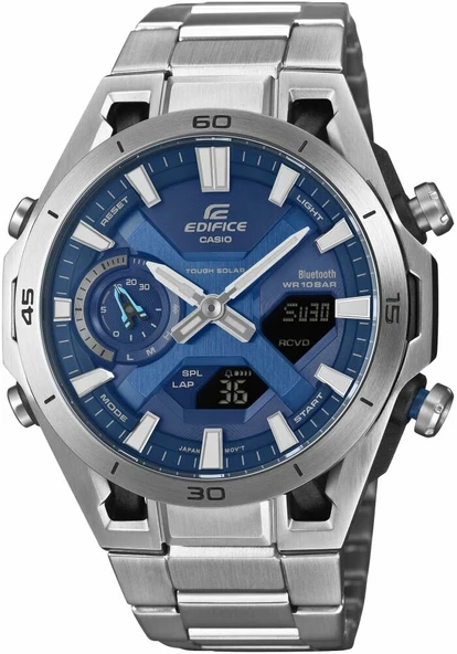 Casio ECB-2300D-2ADF EDIFICE Solar Çelik Gri Mavi Kadran 10 ATM 46 mm Erkek Kol Saati ürün görseli 1