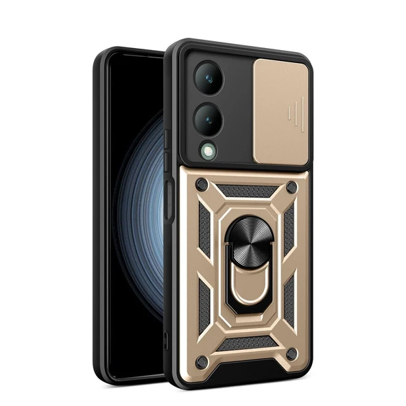 Vivo Y17s Kılıf Pars Lens Yüzüklü - Gold ürün görseli 1