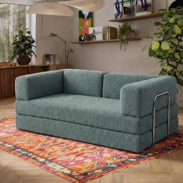 Homedius Eco Vetta Katlanır Yatak Olabilen Çok Amaçlı Çift Kişilik Koltuk 50 DNS Bondex Sünger  Yeşil Çift ürün görseli 1