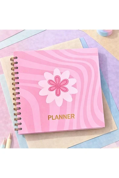 Lizy Spiralli Süresiz Planlayıcı Ajanda - 19x19 cm - Motivasyon ve Sticker Sayfaları Çiçek ürün görseli 1