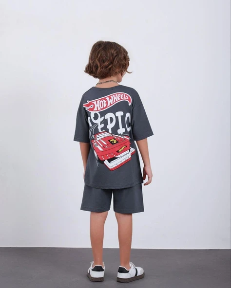Cg Kids Hot Wheells Erkek Çocuk Tshirt&Şort Alt Üst Takım Sırt Baskı Detaylı ürün görseli 1