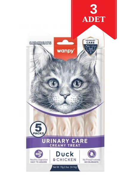 Wanpy Urinary Care Ördekli Ve Tavuklu Kedi Ödülü 14 Gr 5'li Paket X 3 Adet ürün görseli 1