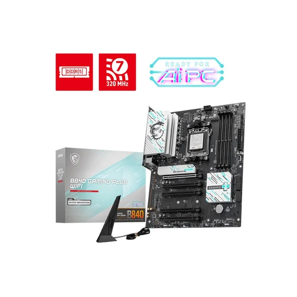MSI B840 GAMING PLUS WIFI AMD Ryzen B840 AM5 Soket 8000MT/s Wi-Fi 7 ATX Anakart ürün görseli 1