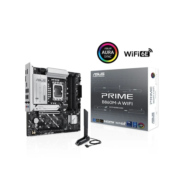 ASUS PRIME B860M-A WIFI Intel Core Ultra LGA 1851 Soket 8666MT/s WiFi 6E mATX Anakart ürün görseli 1