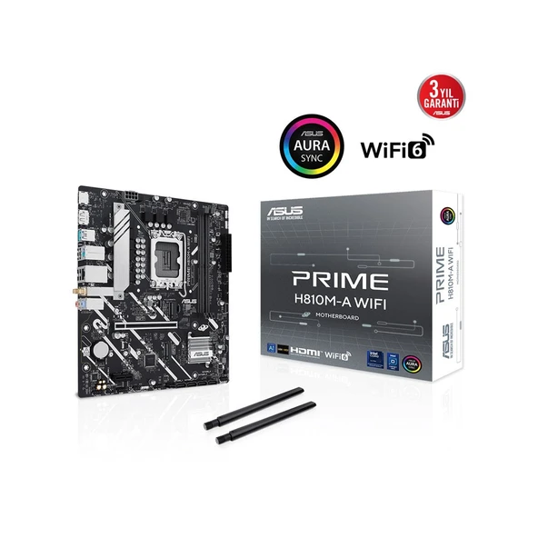 ASUS PRIME H810M-A WIFI Intel Core Ultra LGA 1851 Soket 6400MT/s Wi-Fi 6 mATX Anakart ürün görseli 1