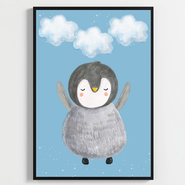 Besay Rüyacı Penguenler Çocuk Odası Posteri–Dekoratif 3lü Set A3 Çerçevesiz ürün görseli 1