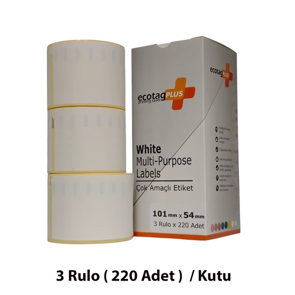 Ecotagplus Dymo Muadili Etiket - 101 mm x 54 mm - 3 x 220 Adet - Eko Paket - 99014 ürün görseli 1