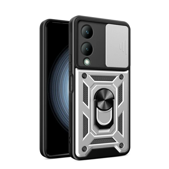 Vivo Y17s Kılıf Pars Lens Yüzüklü - Gümüş ürün görseli 1