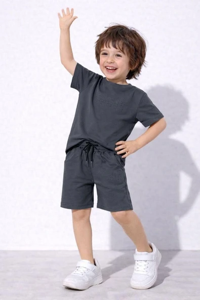 Cg Kids Kabartma Enjeksiyon Baskılı Tshirt & Yandan Cepli Şort Alt Üst Takım Süper Kalite Kumaş ürün görseli 1