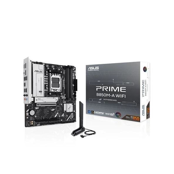 ASUS PRIME B850M-A WIFI AMD Soket AM5 B850 DDR5 8000+MT/s (OC) Wi-Fi 6E mATX Anakart ürün görseli 1