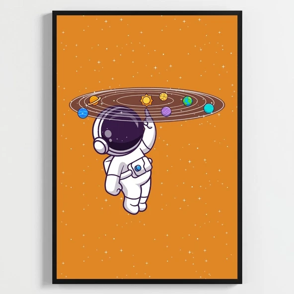 Besay Uzay Yolculuğu Astronot Çocuk Odası Posteri–Dekoratif 3lü Set A2 Çerçevesiz ürün görseli 1