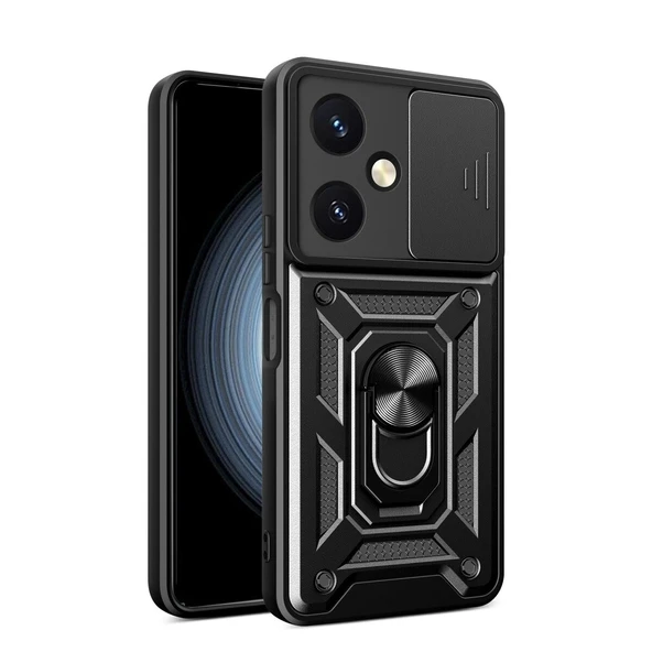 Vivo Y27 Kılıf Pars Lens Yüzüklü - Siyah ürün görseli 1