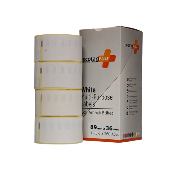 Ecotagplus Dymo Muadili Etiket - 89 mm x 36 mm - 4 x  260 Adet - Eko Paket - 99012 ürün görseli 1