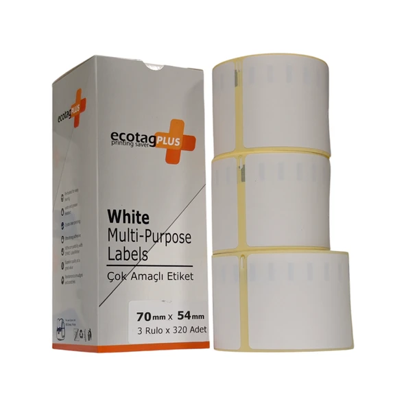 Ecotagplus Dymo Muadili Etiket - 70 mm x 54 mm - 5 x 320 Adet - Eko Paket - 99015 ürün görseli 1
