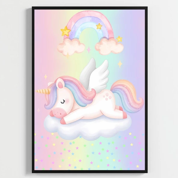 Besay Masal Dünyası Unicorn Çocuk Odası Posteri–Dekoratif 3lü Set A4 Çerçevesiz ürün görseli 1