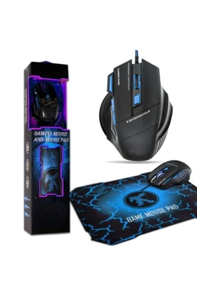 Abatech Oyuncu Rgb'li Mouse + Mouse Pad Seti Mavi ürün görseli 1