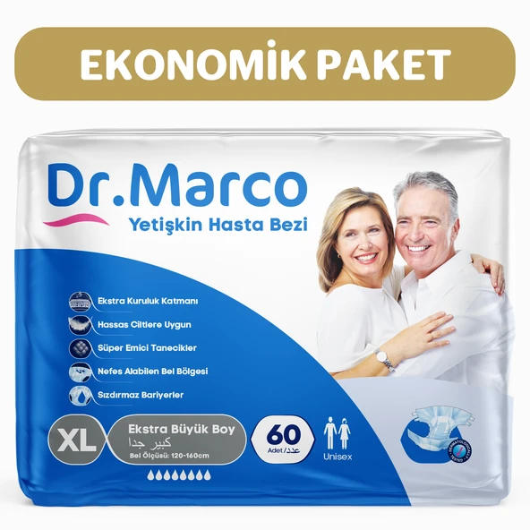 Dr.Marco Yetişkin Bel Bantlı Hasta Bezi Ekstra Large 60 adet ürün görseli 1