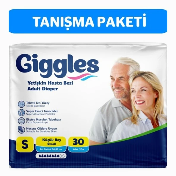 Giggles Yetişkin Bel Bantlı Hasta Bezi Small 30'lu 1 Paket 30 Adet ürün görseli 1