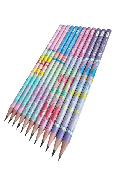 Faber-Castell Deniz Kızı Desenli Kurşun Kalem, 2B, 12'li Set, Pastel Renkli ürün görseli 1