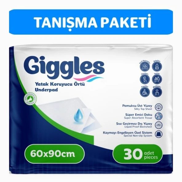 Giggles 60x90 Yatak Koruyucu Örtü 1 Paket (30 Adet) ürün görseli 1