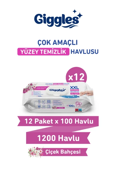 Giggles XXL İz Bırakmayan Yüzey Temizlik Havlusu - (Çiçek Bahçesi) 1200 Yaprak ürün görseli 1