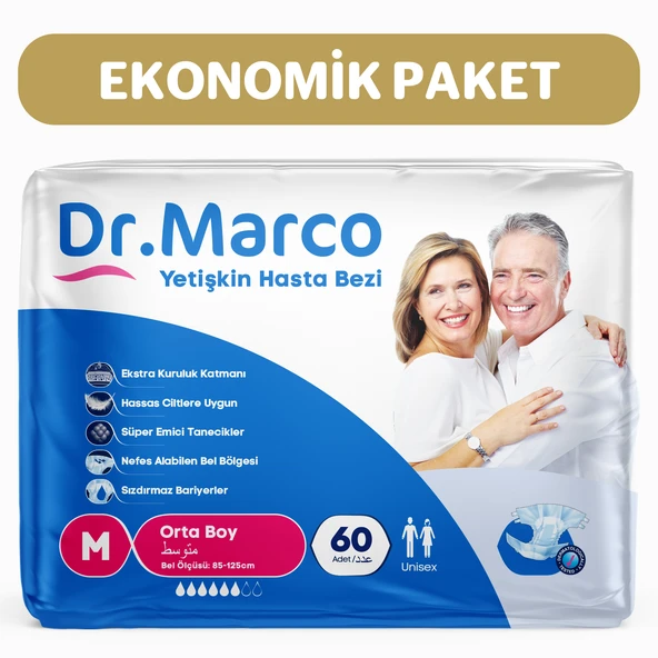 Dr.Marco Yetişkin Bel Bantlı Hasta Bezi Medium 60 adet ürün görseli 1