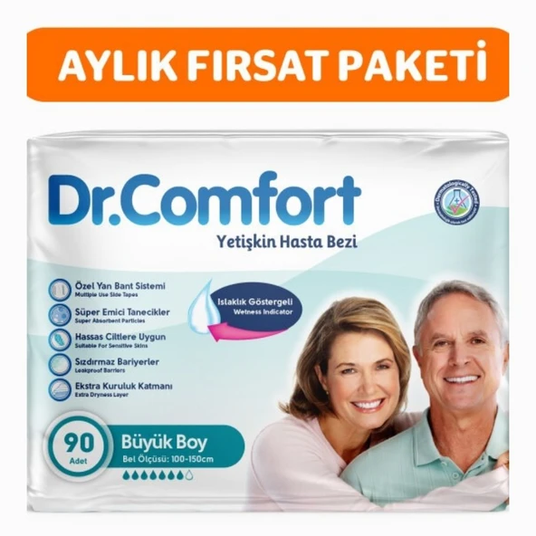 Dr.Comfort Yetişkin Bel Bantlı Hasta Bezi Large 30'lu 3 paket 90 adet ürün görseli 1