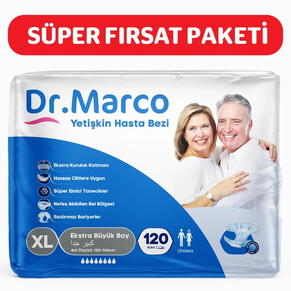 Dr.Marco Yetişkin Bel Bantlı Hasta Bezi Ekstra Large 120 adet ürün görseli 1