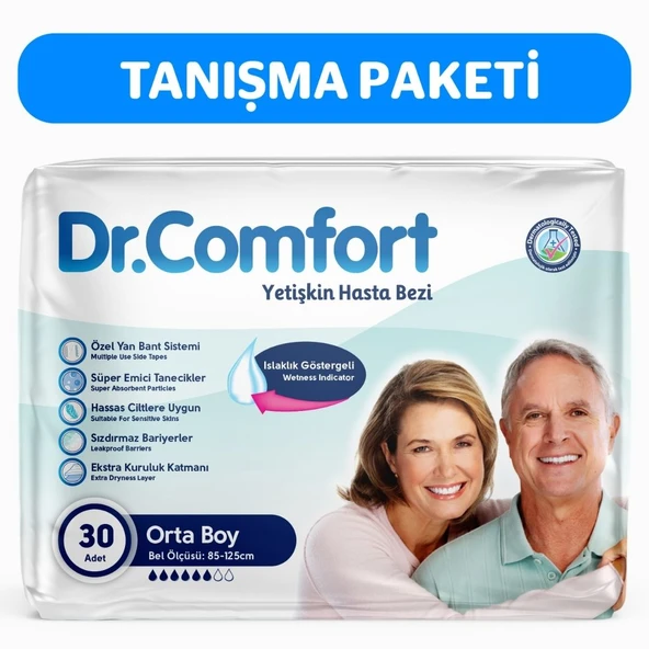 Dr.Comfort Yetişkin Bel Bantlı Hasta Bezi Medium 30'lu 1 paket 30 adet ürün görseli 1