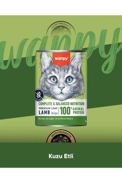 Tahılsız %100 Gerçek Et Kuzulu Ezme Kedi Konserve Maması 375 gr ürün görseli 1
