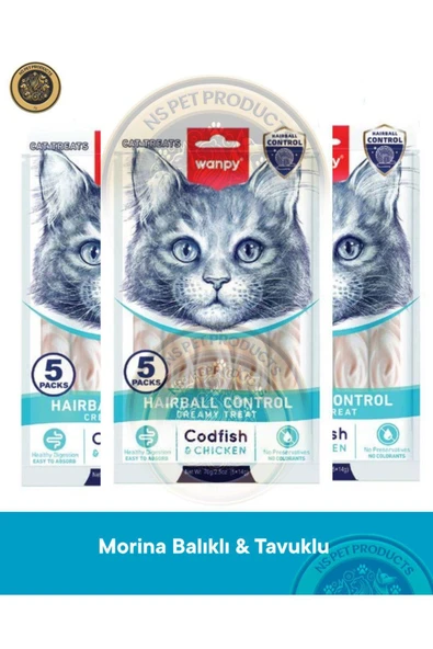 Hairball Control - Tüy Yumağı Önleyici Morina Balık & Tavuk Kedi Krema Ödül Maması Seti 3 Adet ürün görseli 1
