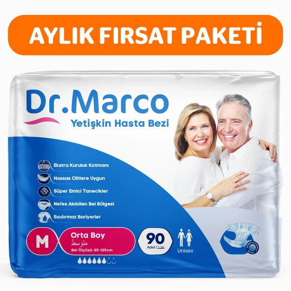 Dr.Marco Yetişkin Bel Bantlı Hasta Bezi Medium 90 adet ürün görseli 1