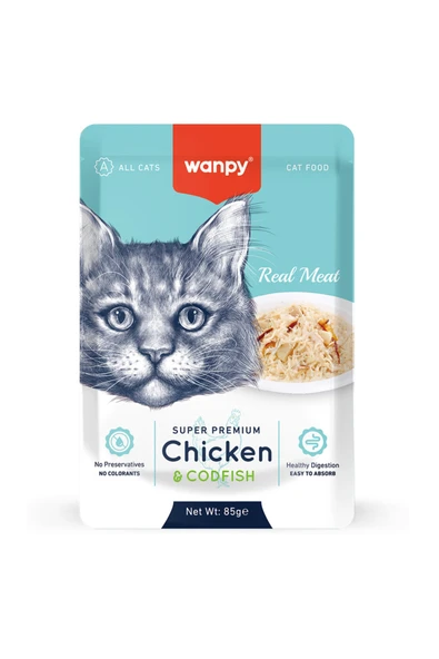 85 gr Pouch Tavuklu & Morina Balıklı Yaş Kedi Maması ürün görseli 1