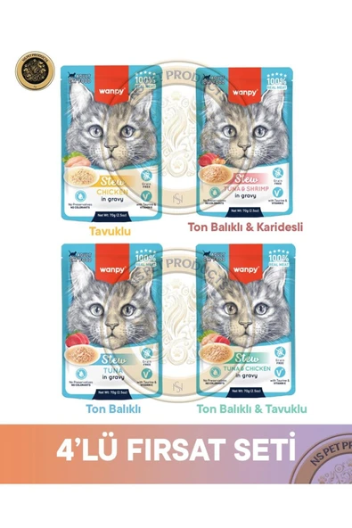 Pouch Tavuk & Ton Balık - Karides & Ton Balık & Ton Balık - Tavuk Yetişkin Kedi Yaş Maması Set ürün görseli 1