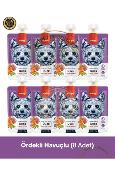 Ördek & Havuç Köpek Et Ezmesi Köpek Ödül Maması Seti 8x90 gr ürün görseli 1