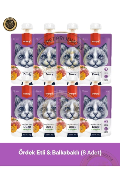 Ördek & Bal Kabak Kedi Et Ezmesi Kedi Ödül Maması Seti 8x90 gr ürün görseli 1